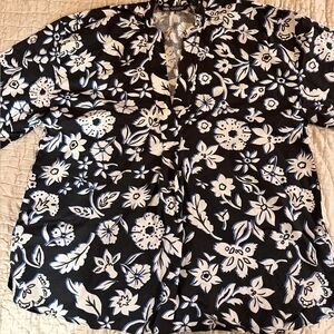 ZARA Black Floral Button-Front Tunic